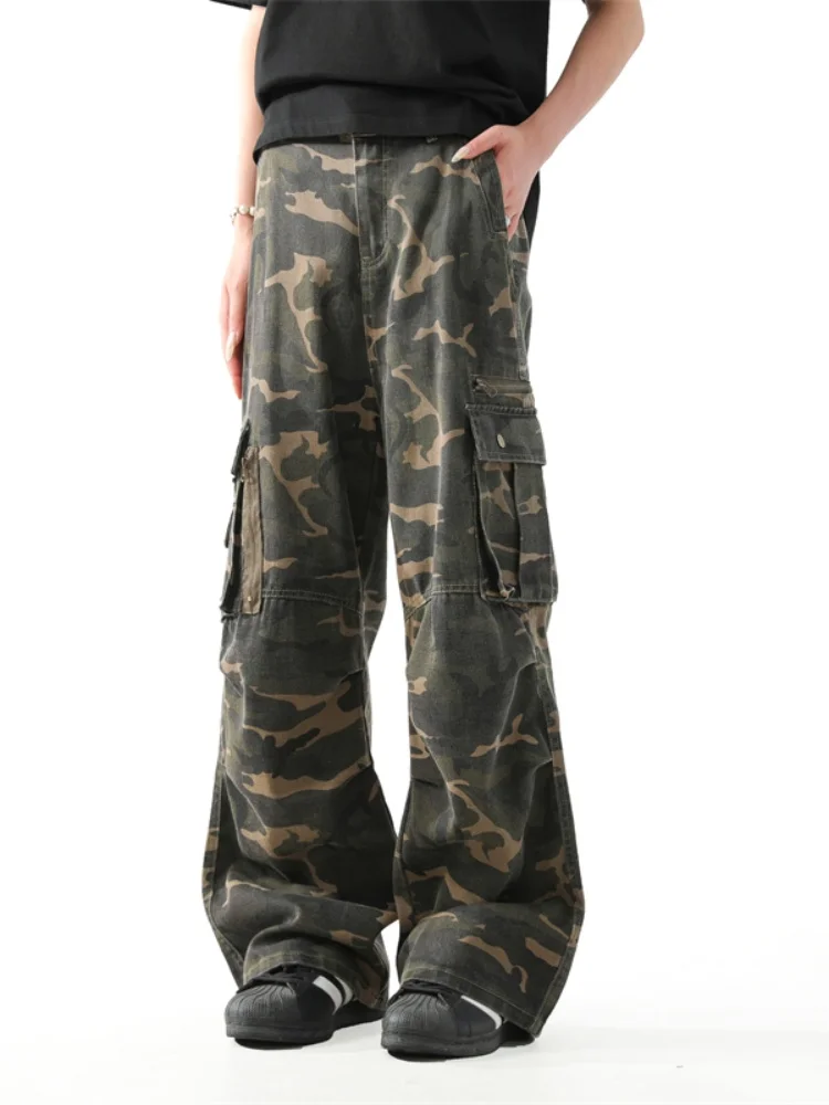 

Camouflage Work Pants Men's New 2024 Oversize Straight Leg American High Street Sle Trendy Casual Trousers Autumn Wear