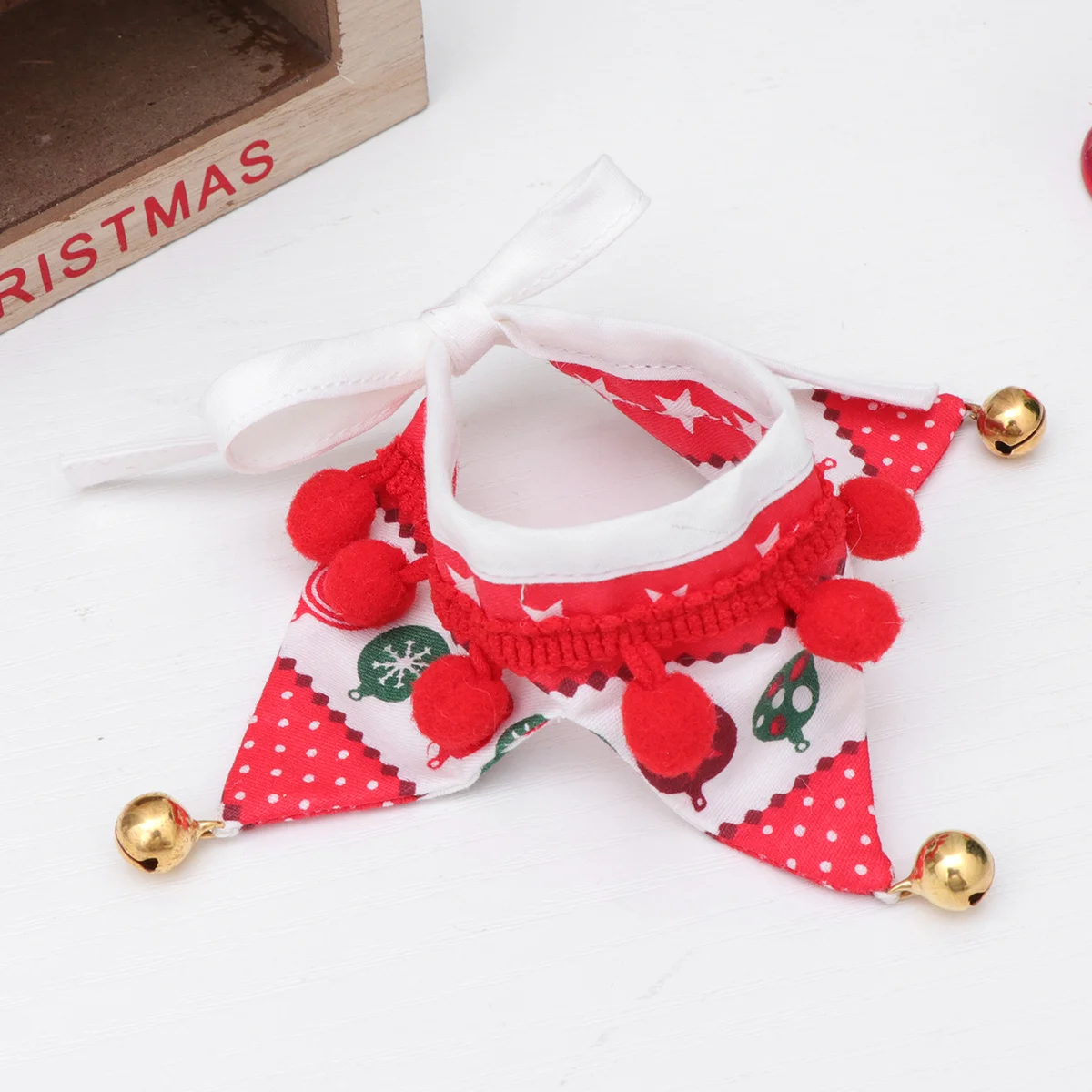 

Red and Christmas Bell Scarf for Pets Lightweight Stylish Triangle Neckerchief Ideal Holiday Party Photo Prop for Cat