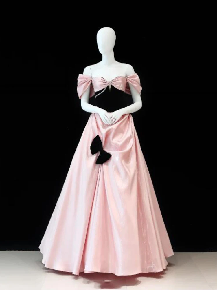 

Розовое вечернее платье Ele на одно плечо для женщин, класса люкс, для выступлений, свадеб, торжеств и мероприятий, длинное, в пол