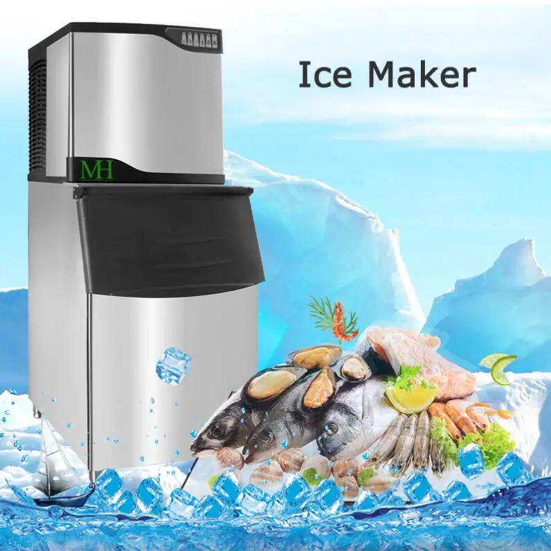 High Capacity Refrigerator Automatic Ice Making Canteen Milktea Shop Bar Commercial Ice Maker Machine