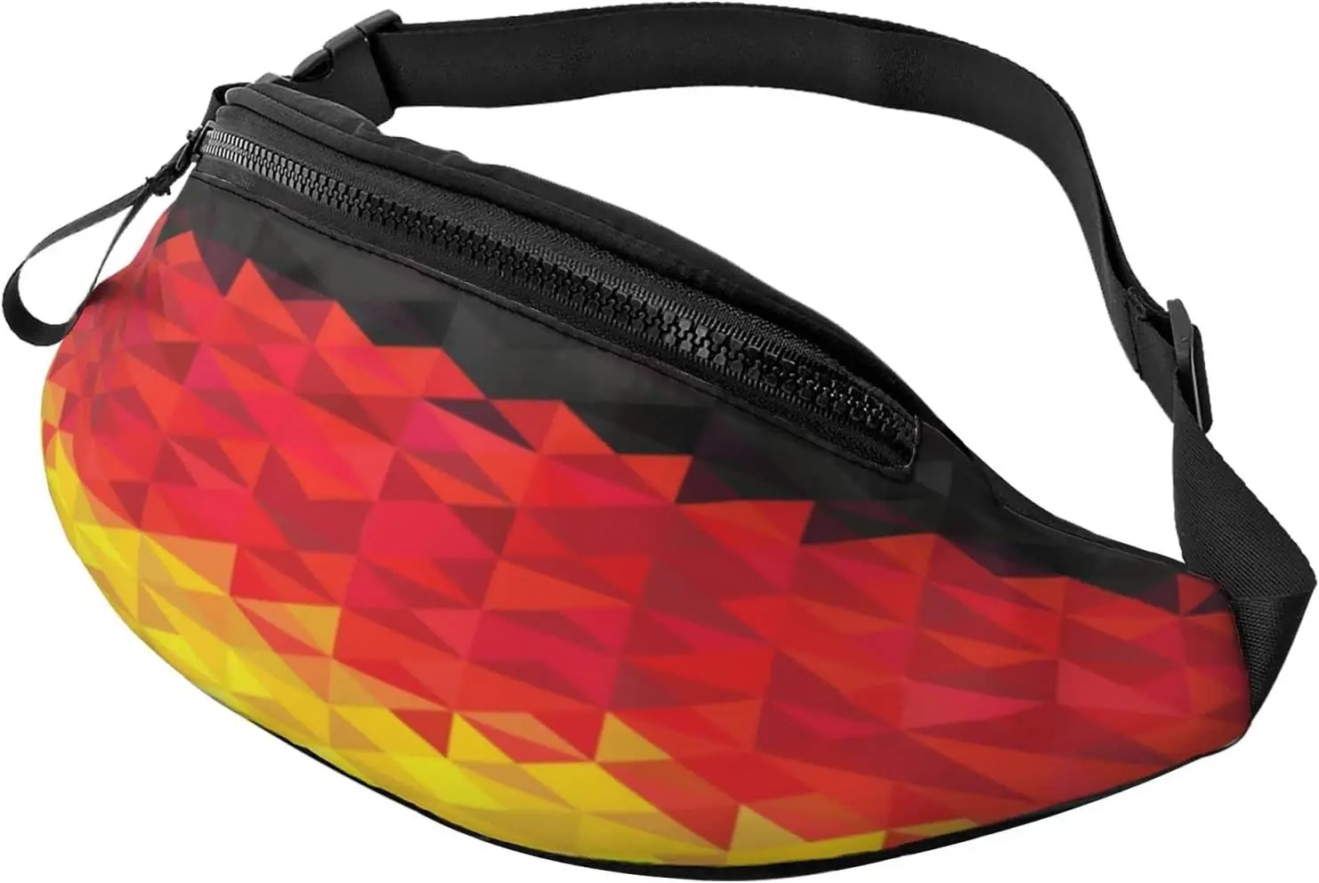 

Fanny Pack Hip Bum Bags for Outdoor Sports Geometric Germany Flag Waist Bag with Adjustable Straps Polyester Unisex Bags