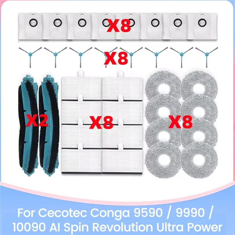 AT28-для Cecotec Conga 9590/9990/10090 AI Spin Revolution Ultra Power запасные части щетка HEPA-фильтр швабра тканевый мешок для пыли