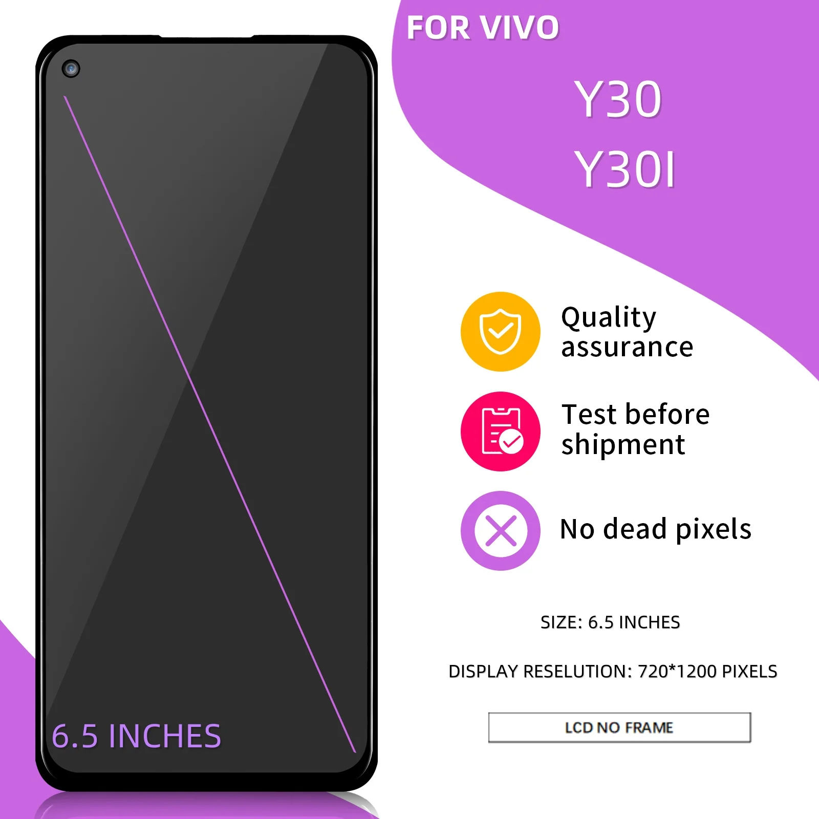 6.47 "Voor Vivo Y30 2020 Wereldwijde 1938 Y30i 2020 2019 Touchscreen Digiziter Telefoon Lcd-Scherm Voor Y30 Lcd Vervanging