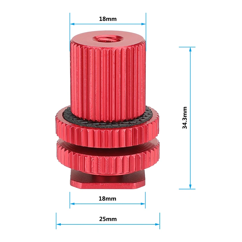 Soporte de zapata para cámara CAMVATE a adaptador de tornillo de rosca hembra de 1/4 "-20 para plataforma de cámara DSLR (rojo)