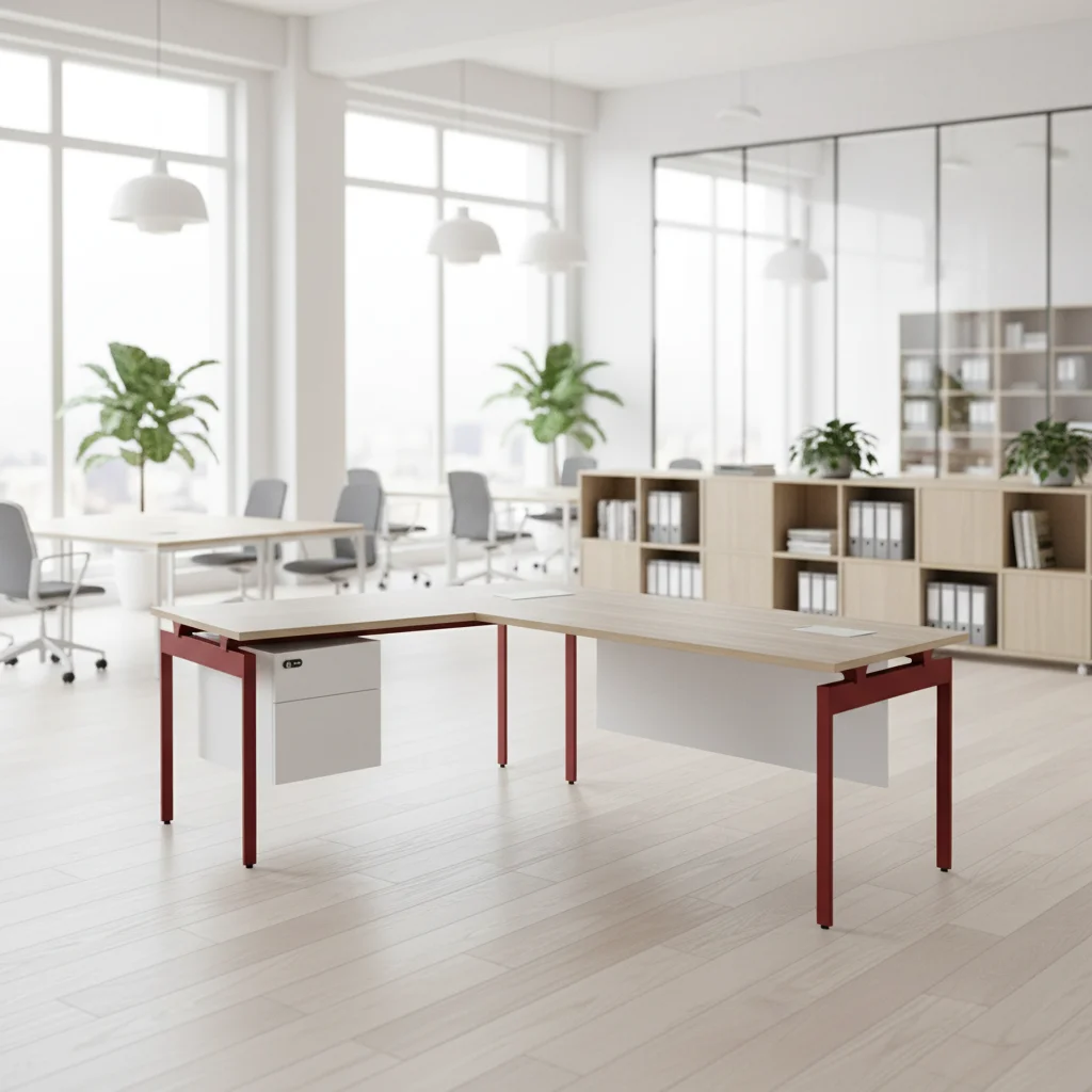Convertible Manager Desk Steel Frame Workstation Attached Storage Shelves Modern Design Standing Desk For Business