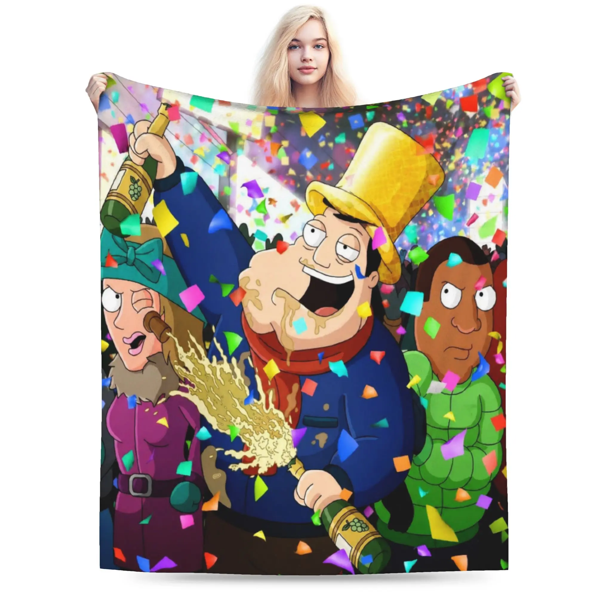 Comfortable Americans Dads cartoon Blanket Stuff Sofa Decorative  Throws And Blankets Lightweight Fleece for Bedroom
