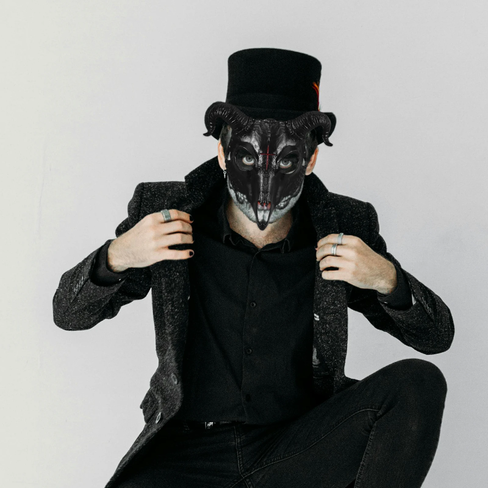 

Skull Mask Horn Horned Masks Horns Halloween Cosplay Sheep Animal Masquerade Accessories