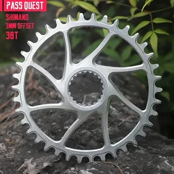 PASS QUEST 3mm 6mm Offset Bike Chainring 28T 38T MTB Narrow Wide Bicycle Chainwheel for Deore Xt M7100 M8100 M9100 12S Crankset