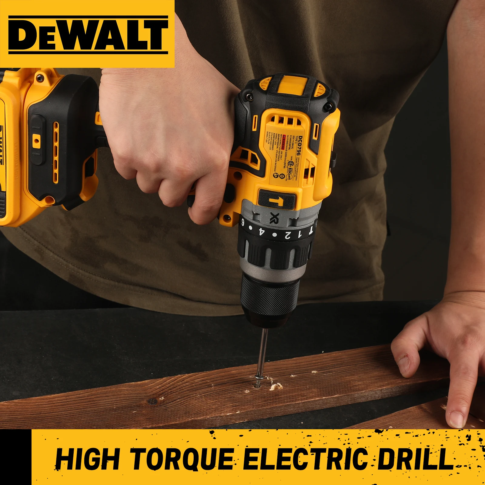 BrushlessImpact Drill HighTorque Cordless Electric Screwdriver Suitable for CarRepair/Construction Compatible withDEWALT 20VBatt
