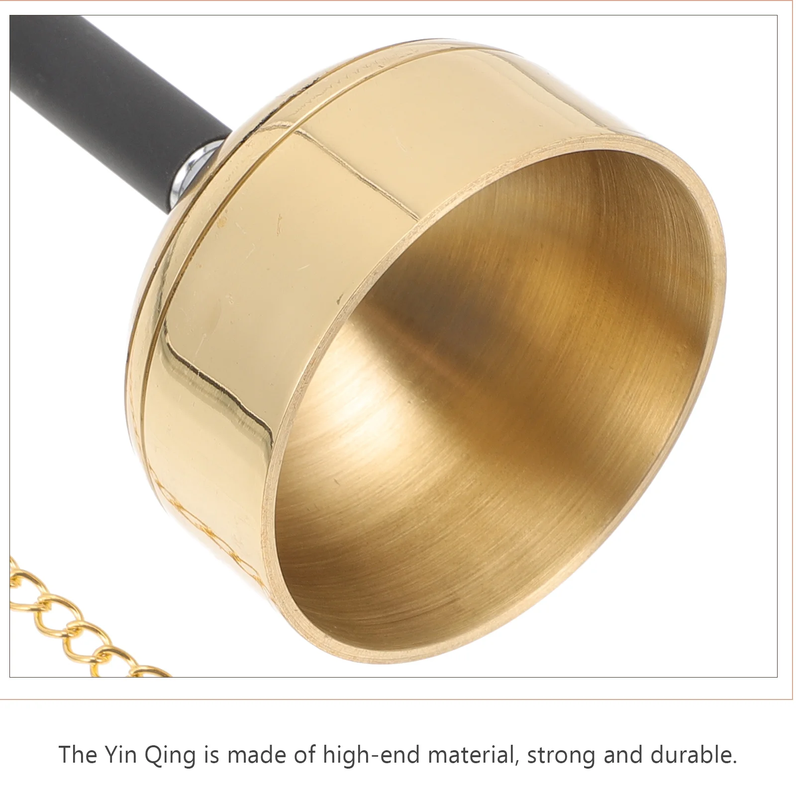 

Brass Yin Qing Temple Dharma Ritual Utensil Delicate Chime Instrument Ceremony Supply Handbell Musical Ornament Durable