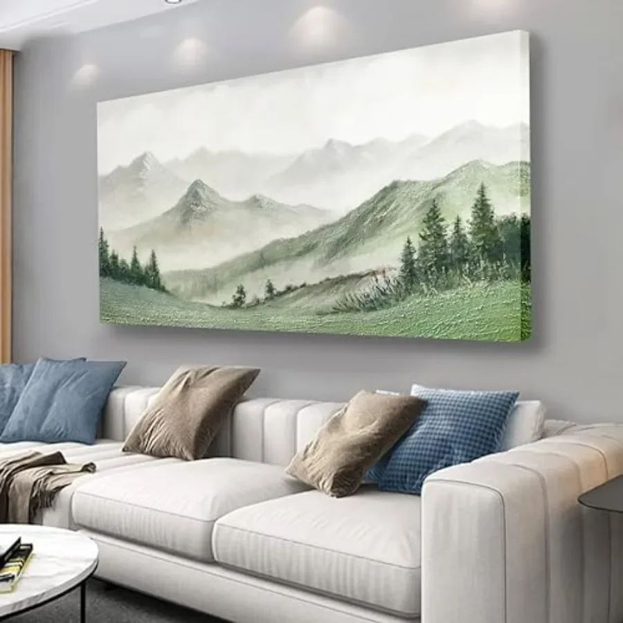 

Mountain Wall Art for Living Room Bedroom Dining Room Office: Gray Aesthetic Canvas Painting, Cozy Home Decor, 24x48 Inch