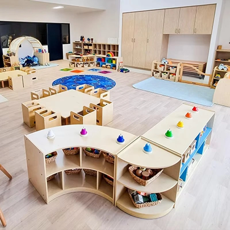 Wooden set Kindergarten furniture Classroom learning environment Children's furniture arrangement