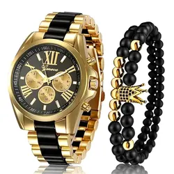 Fashion Mens Watches Luxury Stainless Steel Quartz Wristwatch Luminous Clock Men Business Casual Watch Bracelet Set Reloj Hombre