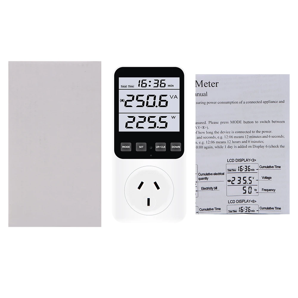 Imagem -06 - Digital Power Energy Meter Wattmeter Soquete Analyzer Lcd Voltímetro ac Amperímetro Monitor de Consumo Kwh e Custo Display