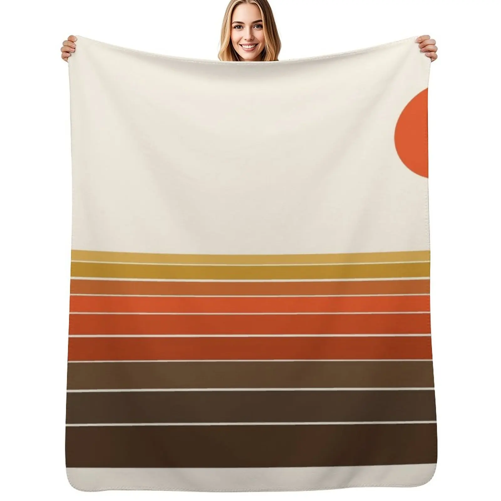 Peace Out - sunset ocean surfing beach life 70s style retro 1970s design Throw Blanket halloween decorative Blankets