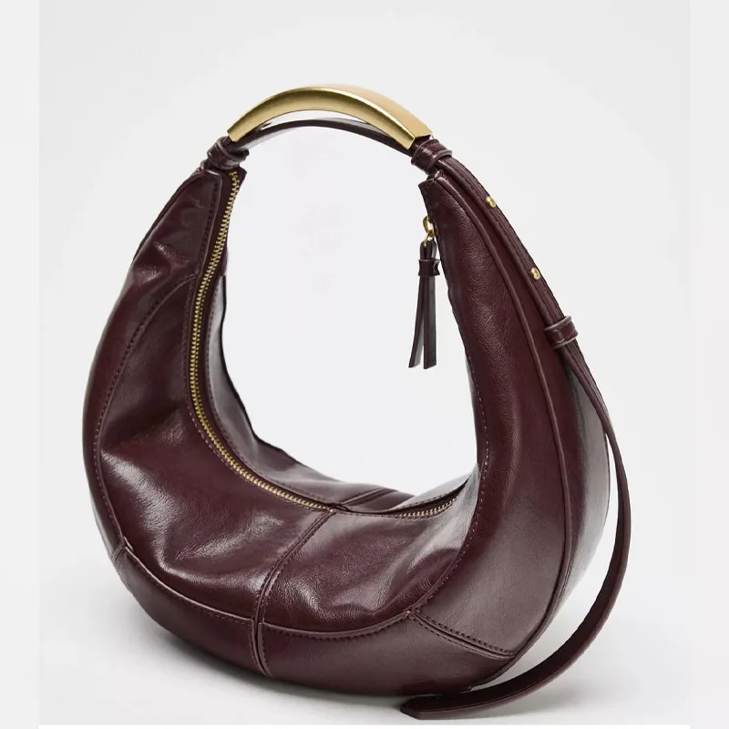 2025 جديد حقائب اليد نصف دائرية للنساء بولي الربط الربط مصمم خمر مطرزة تحت الإبط حقائب كتف حقيبة كروسبودي الإناث