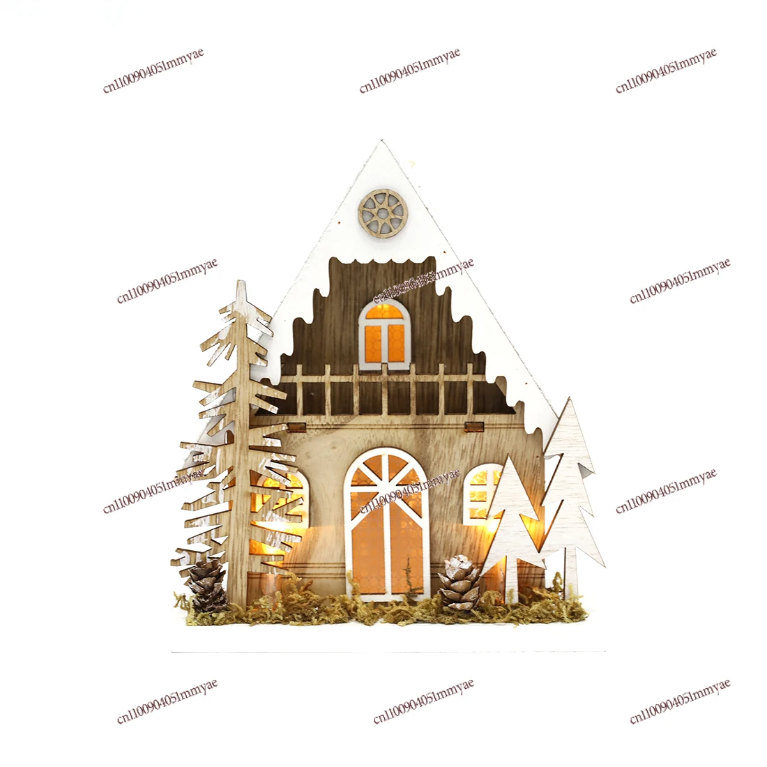 

Christmas Forest Wooden House 5 LED Light Ornament Decoration Gift 17cm