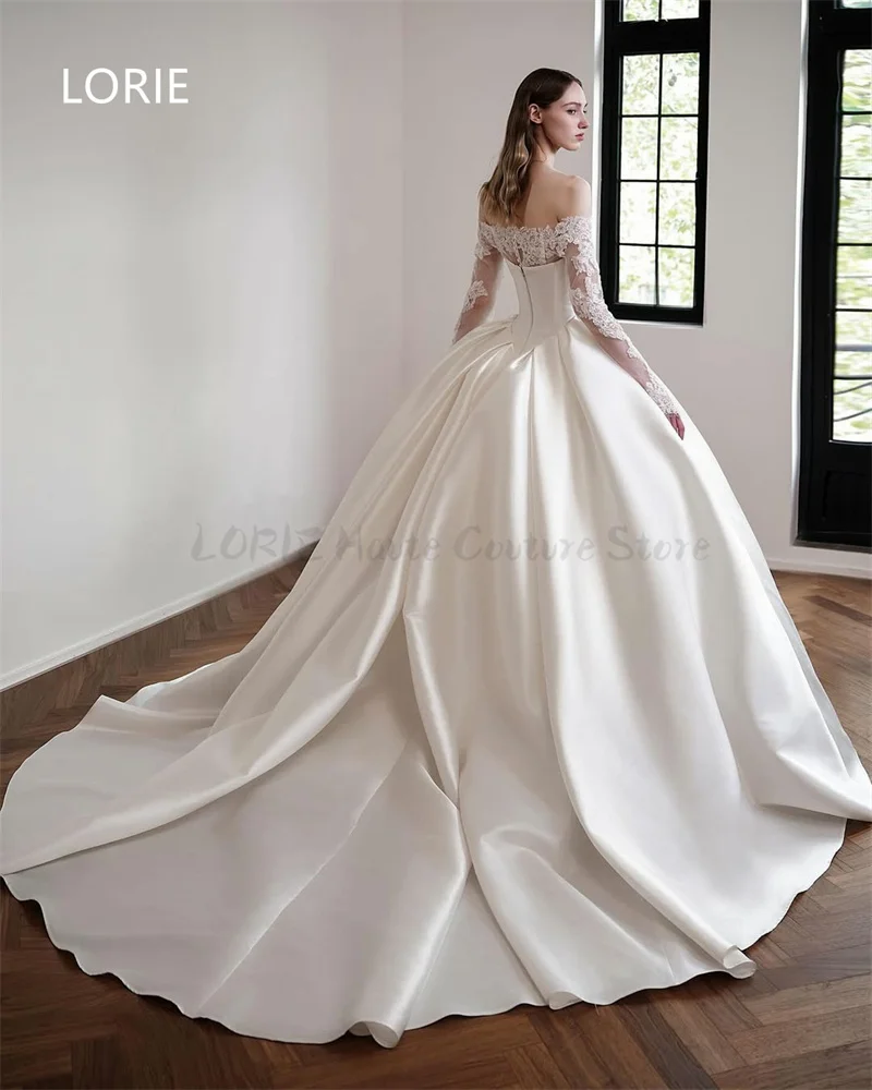 LORIE Lace Applique A-line Elegant Off Shoulder Wedding Dress Princess Bridal Gowns Backless Wedding Gown Customized 2025 image 3