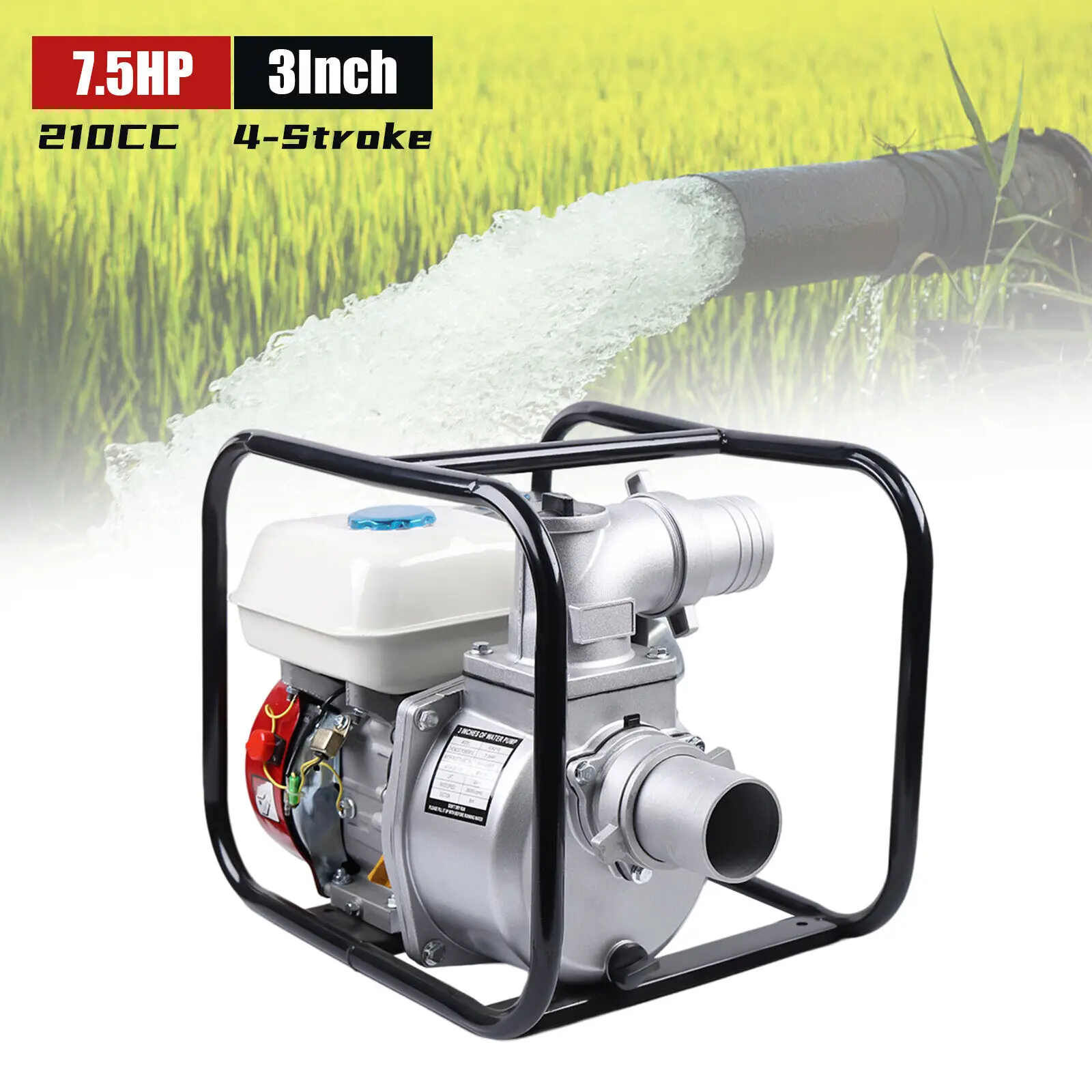 

Gasoline Water Pump 210CC 4 Stroke 7.5HP 3 Inch Petrol Water Transfer High Pressure Pump for Irrigation , Suction-for Ditch