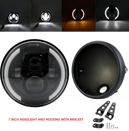 Universele 7 "Led Motorfiets Koplamp DRL H4 Koplamp Voor Honda Yamaha Suzuki Victory Kawasaki 7.5 Inch Lamp Behuizing Accessoires