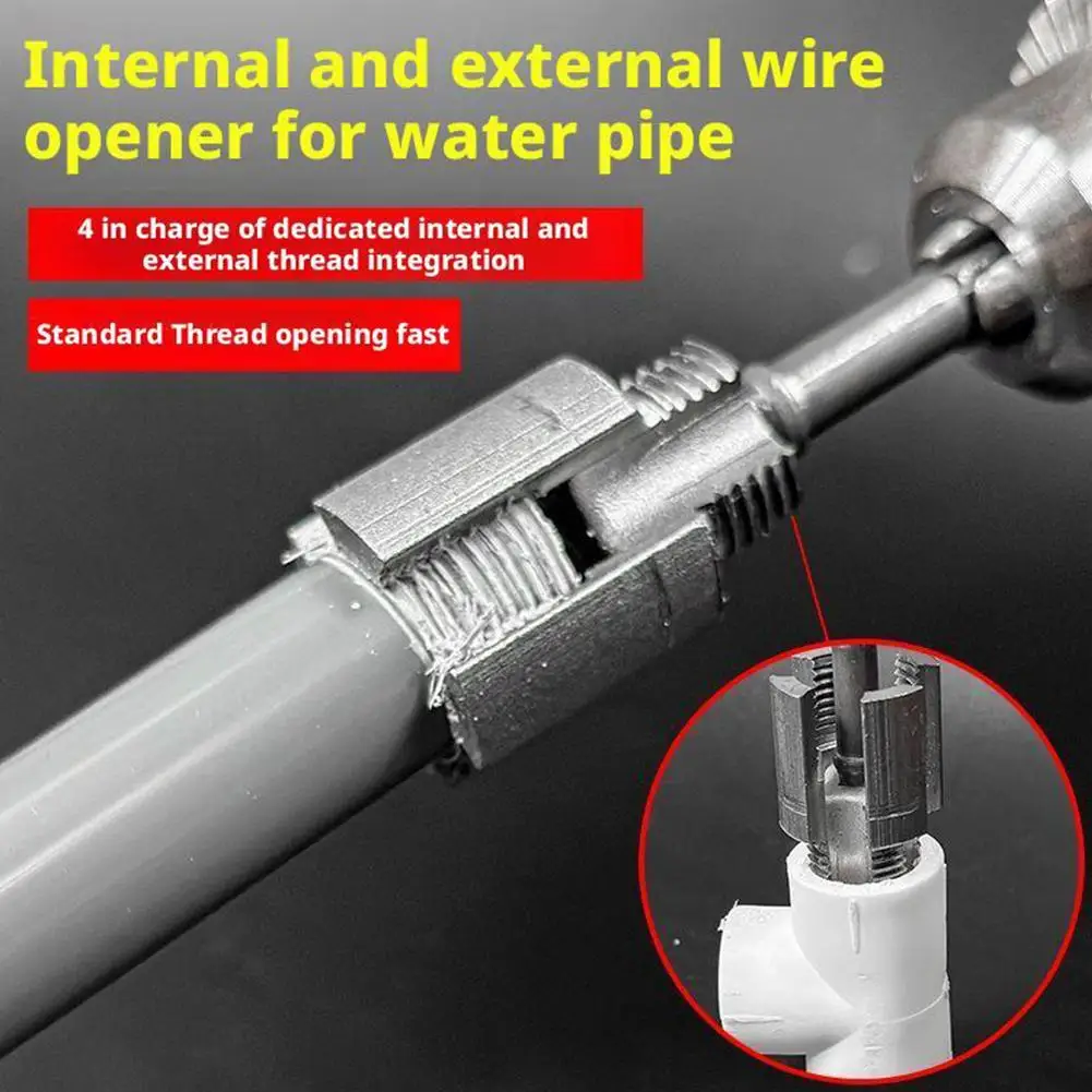Pipe Threading Tool - Dual-Size (1/2''-3/4'') Internal/External Thread Cutter for PPR/PVC Pipes, Manganese Steel Detachable Die