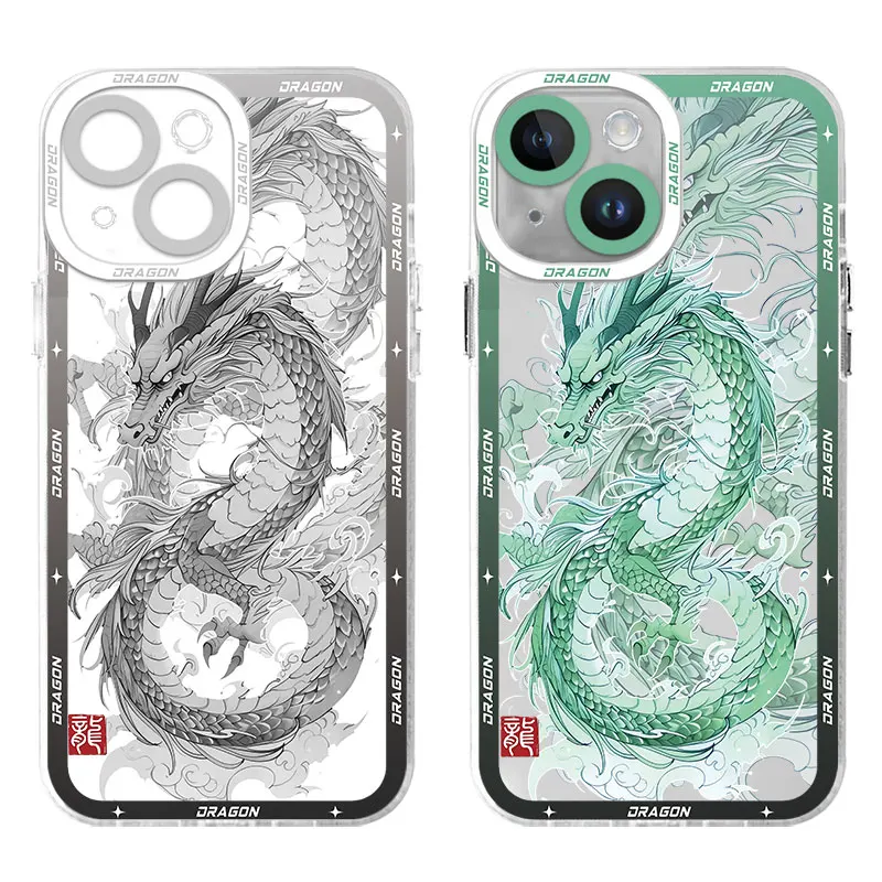 Luxury Chinese Dragon Case for Xiaomi Redmi Note 12S 9S 9 10 11 Pro 12 Pro Plus 5G 11S 10S 10 Pro Coque Transparent Soft Cover
