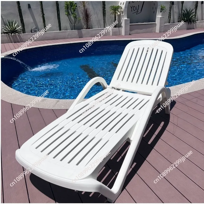 Outdoor Reclining Lounge Chair Pool Sun Bed Adjustable Recliner for Hotel Park Hot Spring Bathhouse Open Air Rest