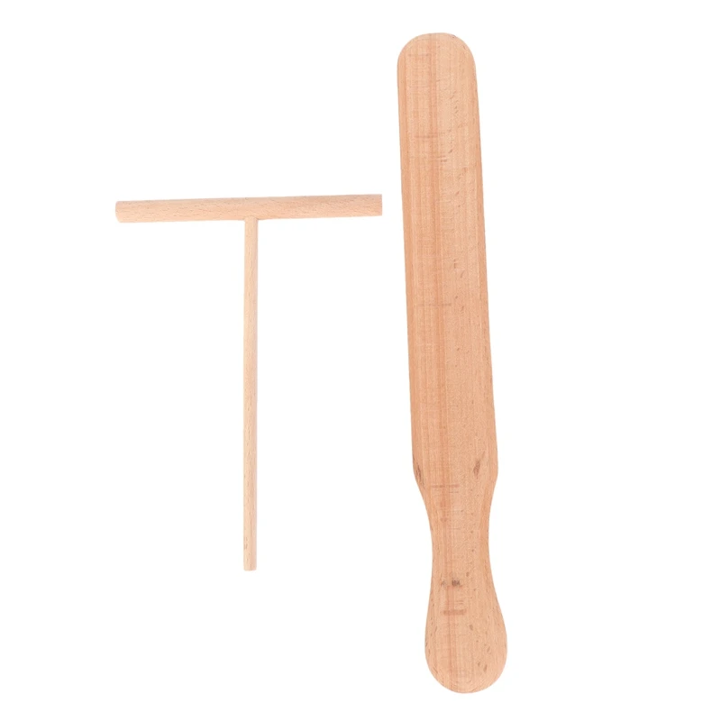 2Pcs Tortilla Rake Batter Spreading Tools Kitchenware Pancake Cooking Utensils Wooden Crepe Spatulas and Spreader Set