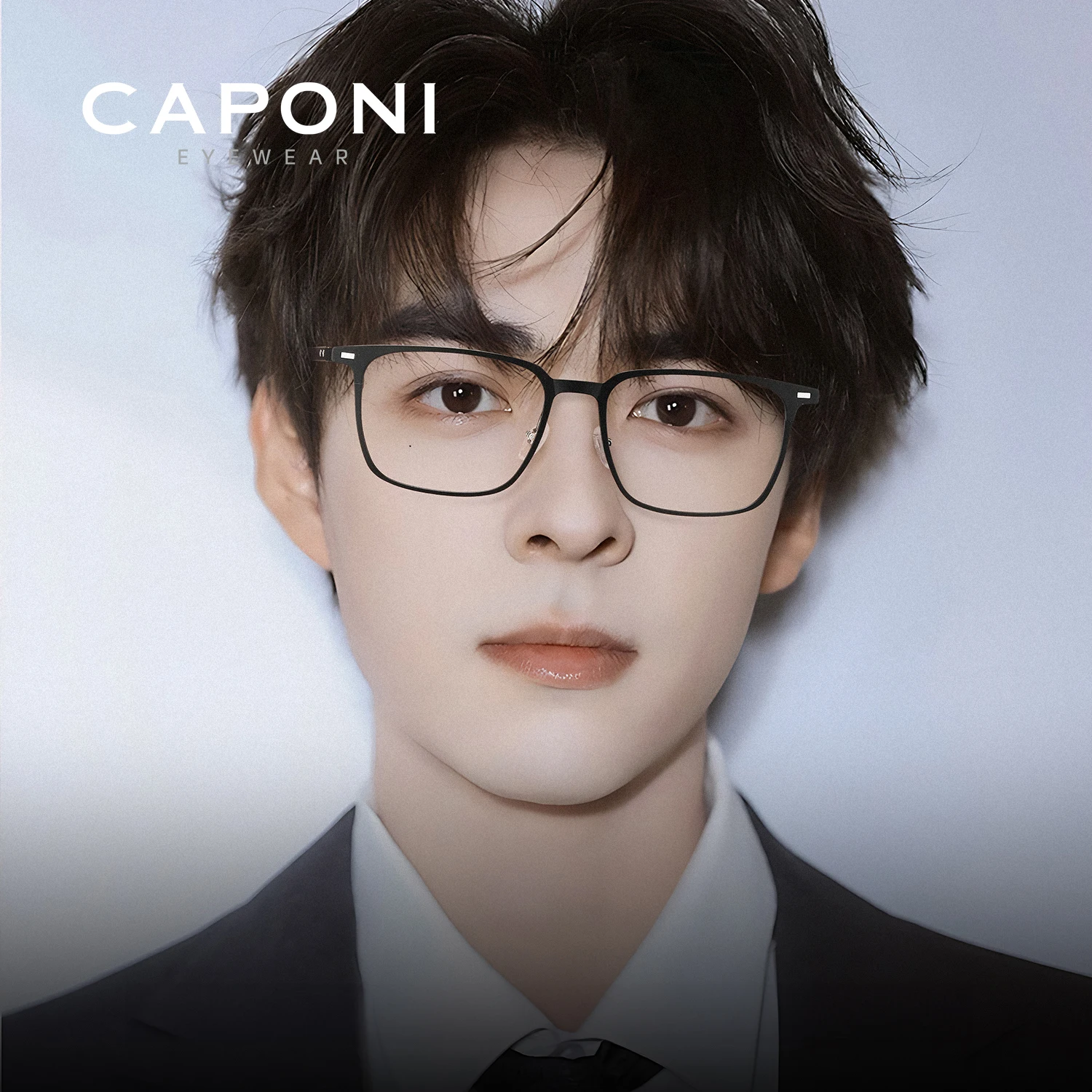 CAPONI ألياف الكربون الرجال النظارات النمط الكلاسيكي نظارات بمادة الخلات الإطار الضوء الأصلي مكافحة بلو راي UV400 النظارات السوداء J34621 #2