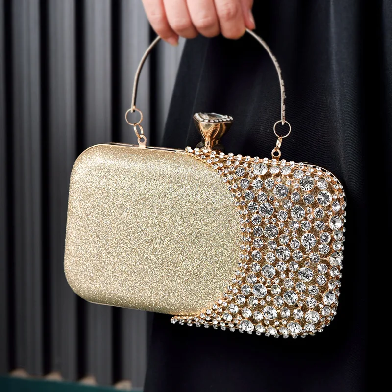

Black Sparkly Rhinestone Clutch Evening Wedding Bag Crossbody Shoulder Handbags Luxury Designer Makeup Purses for Women