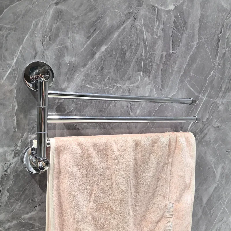 Premium Modern Multifunctional Wall Mounted Polished Stainless Steel Adjustable Triple Towel Rack Easy to Clean for Hotel