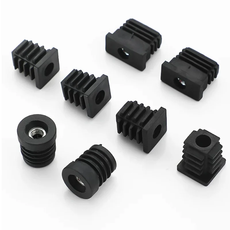 M6 M8 M10 Black Round Square Plastic Pipe Plugs Foot Pad 15mm 16mm 19mm 20mm 25mm 30mm 32mm 38mm 40mm 50mm Furniture Leg End Cap