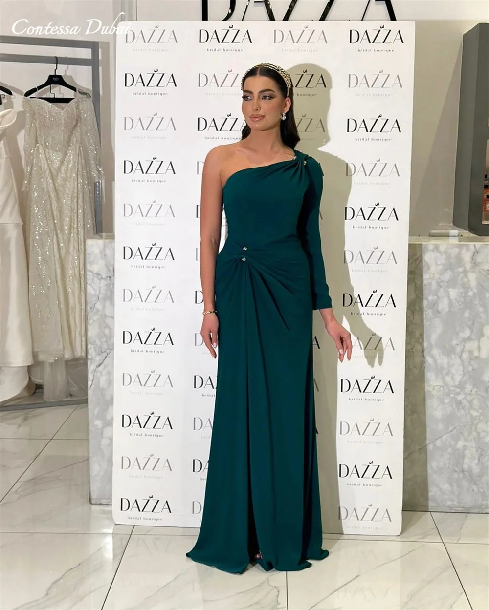 

Contessa Dubai индивидуальное платье для выпускного вечера на одно плечо трапециевидной формы Vestidos de noche длиной до пола, свадебная вечеринка, торжественный вечер 2025