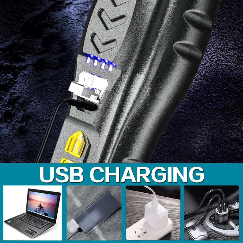 New Portable Strong Light led Flashlight USB Rechargeable Highlight Tactical Flashlight Outdoor Lighting LED Camping light