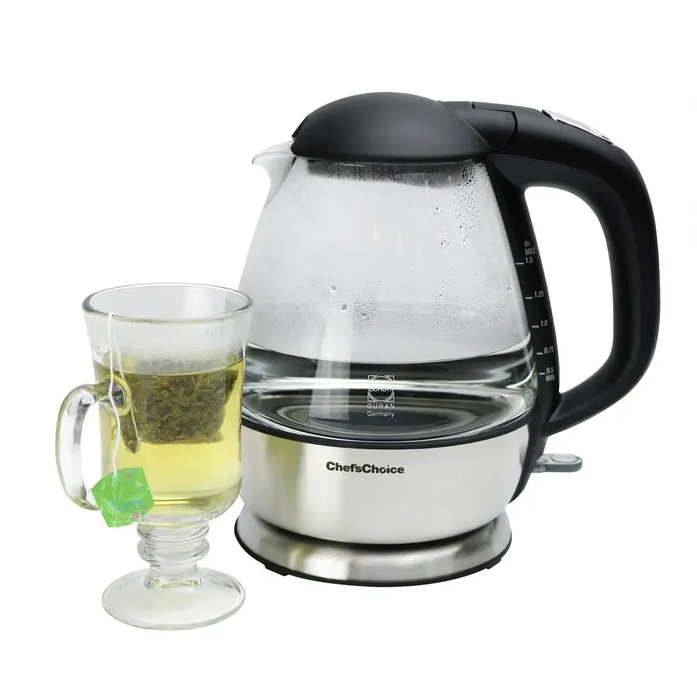 Model 680 Cordless Electric Glass Kettle 1.5 Liter Capacity in Stainless Steel/Matte Black 6800001)