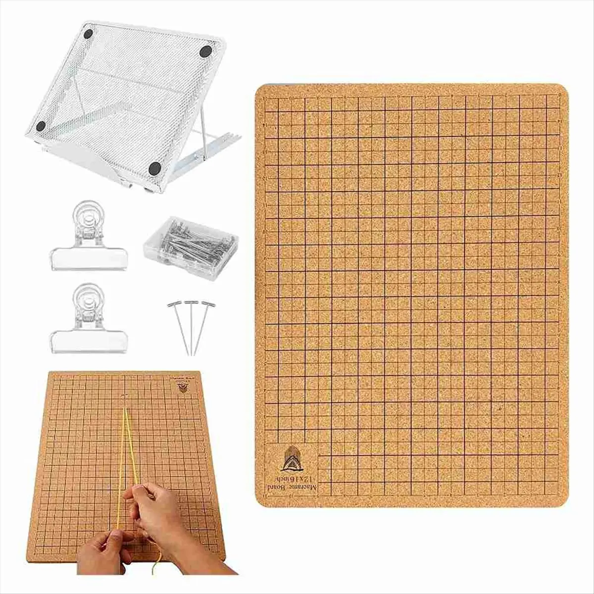 AA77 NEW  Macrame Board 12x16 Inch Macrame Board and Metal Adjustable Holder for Braiding Cording Bracelet Creating