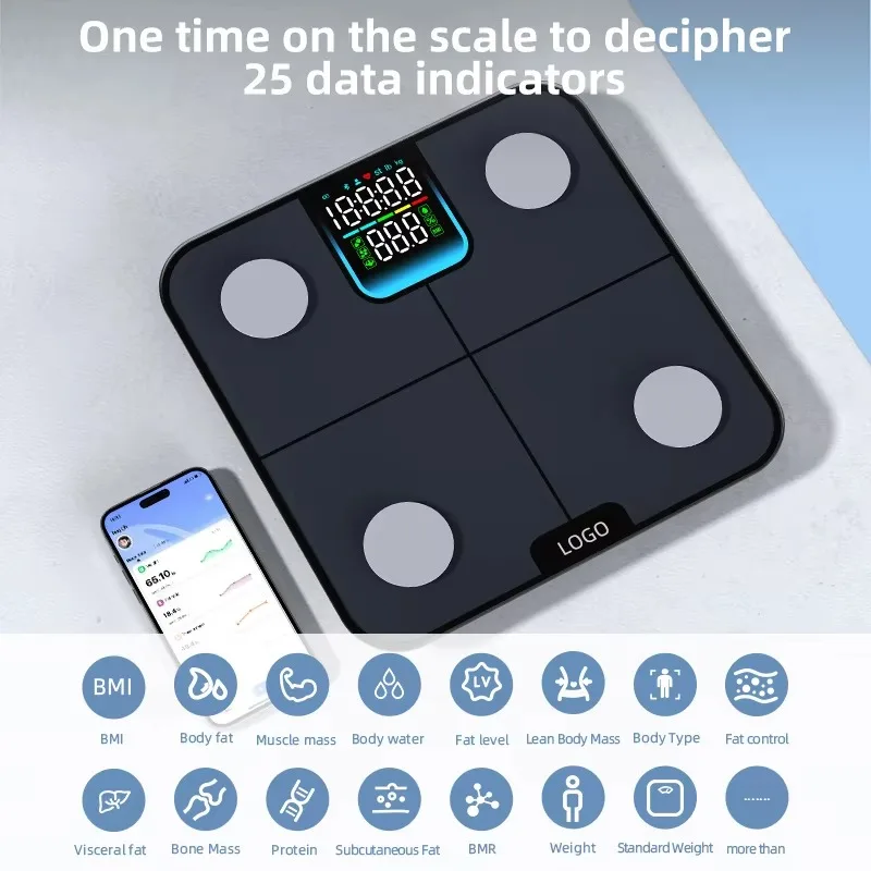 180kg Big LED Screen Personal Scale Household Electronic Digital Body Weight Scale Bathroom Bluetooth Smart Body Fat Scale API