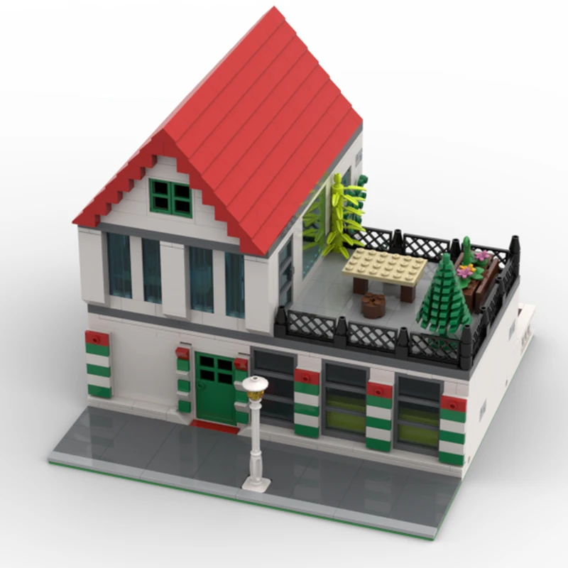 984PCS MOC Italienisches Restaurant Stadthaus DIY Modell Bausteine Modulare Architektur Geburtstag Spielzeug Geschenk für Erwachsene