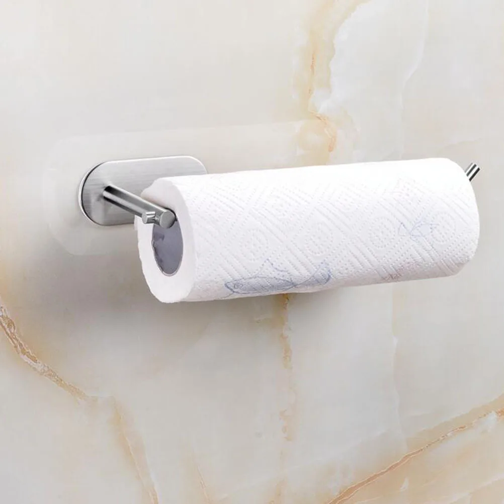 

304 Stainless Steel Self-Adhesive Bathroom Towel Bar Paper Towel Holder Hand Dish Cloth Rack Rustproof Easy Mount Kitchen