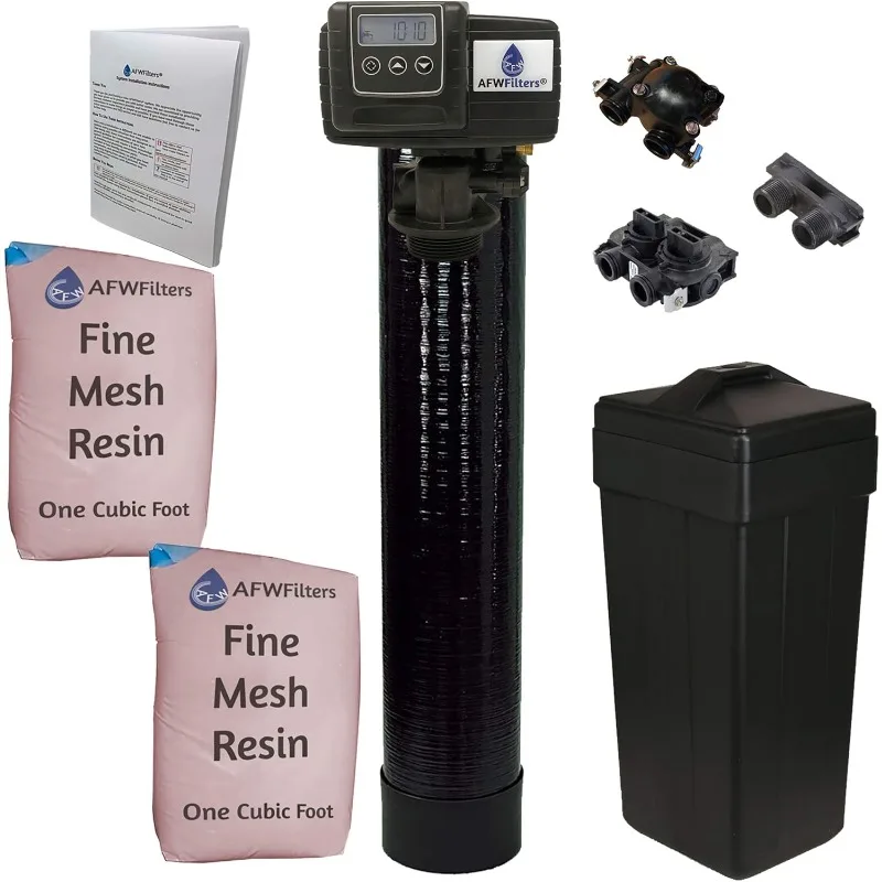 AFWFilters AFW Filters IRON Pro 2 Combination water softener iron filter Fleck 5600SXT digital metered valve(64000 Grains,Black)