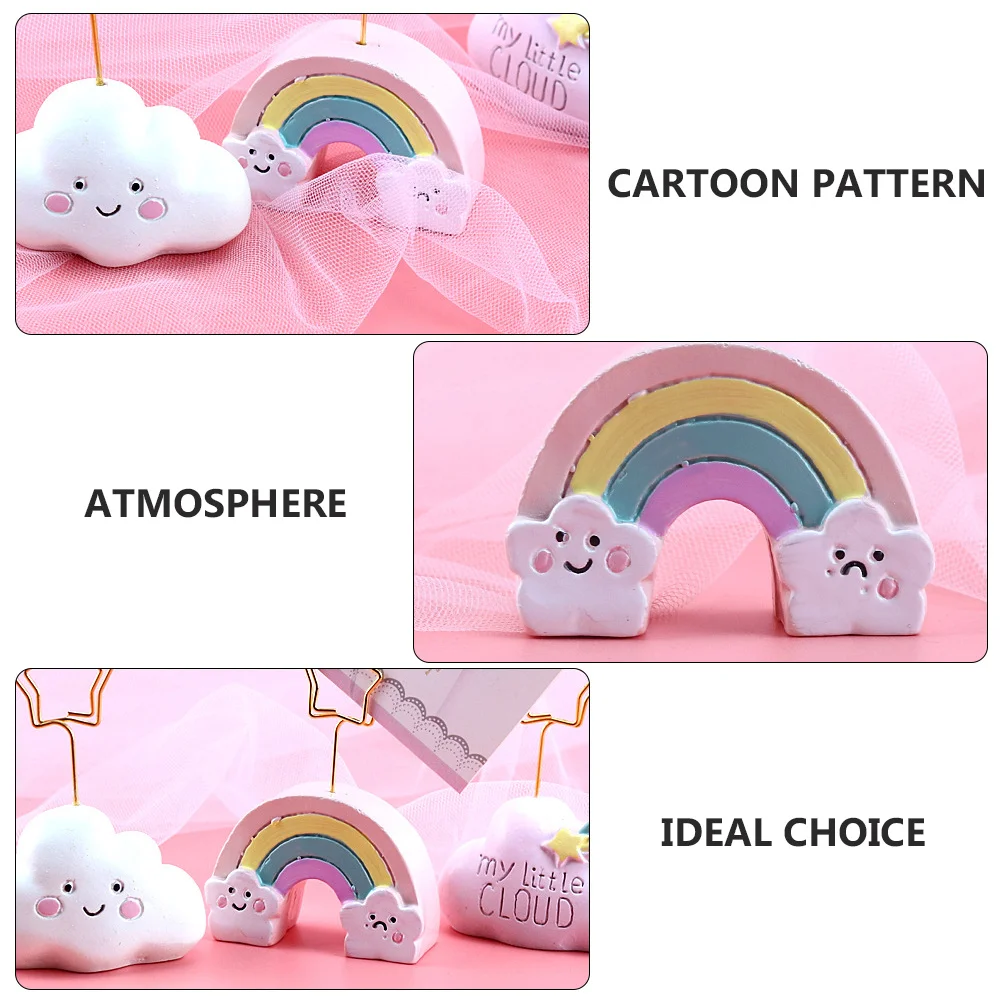 

3Pcs Cloud Message Holder Cartoon Resin Note Organizer Desktop Photo Clip Table Decoration Christmas Party Memo Stand