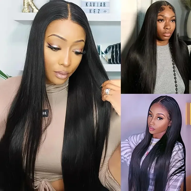 วิกผมลูกไม้ด้านหน้า13 × 4วิกผมลูกไม้ด้านหน้าเส้นผมมนุษย์ตรง1B วิกเส้นผมมนุษย์ใสความหนาแน่น13 × 6 200