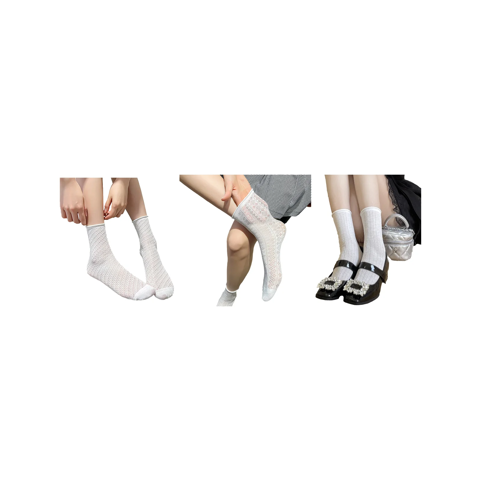 

Комплект дышащих сетчатых носков (узор H + ромбы + вертикальные полоски), 3 пары