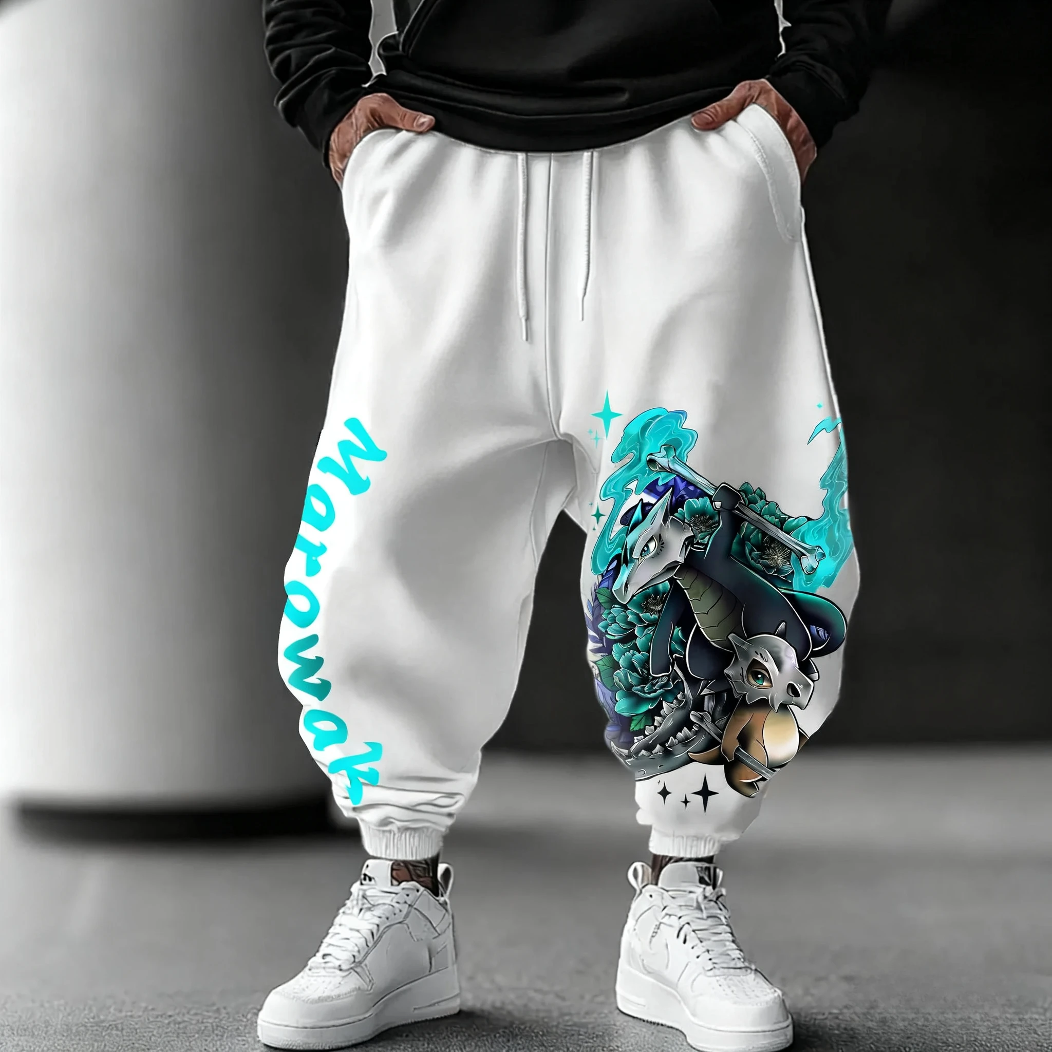 Спортивные брюки Pokémon Y2K 2021, мужские повседневные свободные брюки Marowak с принтом аниме в стиле хип-хоп, свободные брюки с резьбой