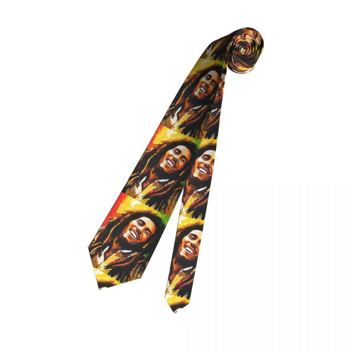 Custom Jamaica Reggae Rock Bob Marley Neck Tie for Men Fashion Silk Party Necktie