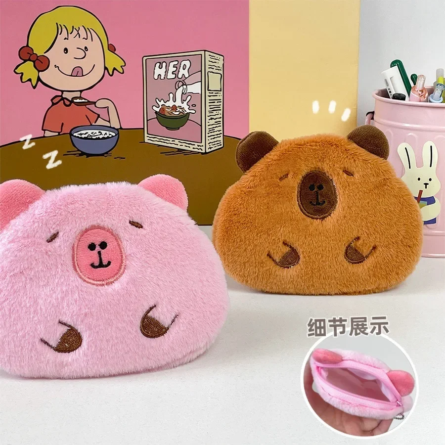 Kreative Capybara Plüsch Geldbörse Kawaii Anime Plüsch Geldbörse Cartoon Kopfhörer Lagerung Tasche Kinder Mini Münze Brieftasche Mädchen Geschenke