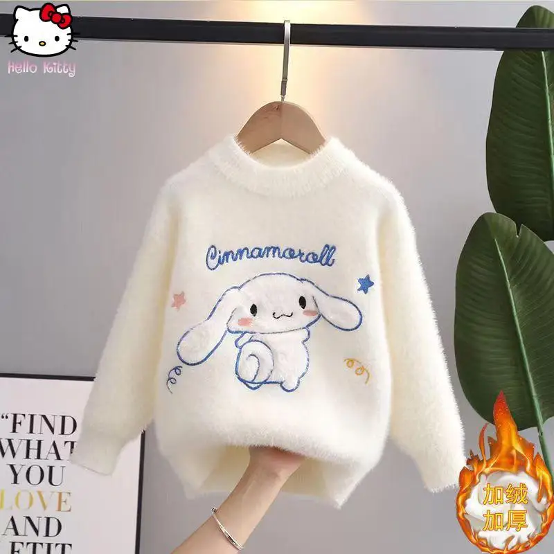 

Cinnamoroll Girls Clothing Sweater Kawaii Autumn Winter Cartoon New Style Anime Girls Sanrio Fashion Round Neck Knitted Sweater