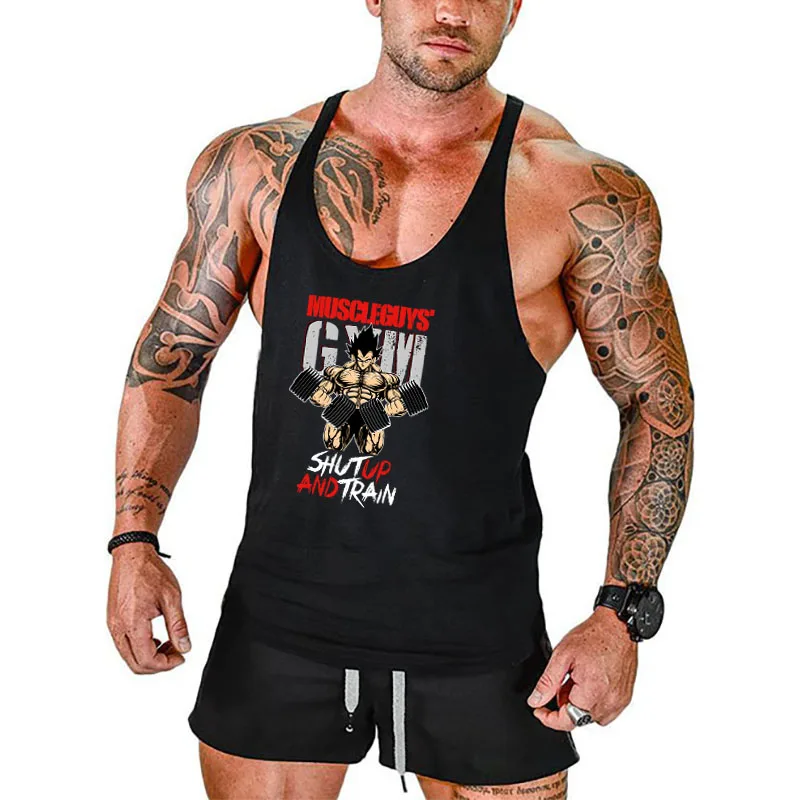 Brand Vest Muscle Fashion Gym Mens Back Tank Top Sleeveless Stringer Clothing Bodybuilding Singlets Fitness Workout Sports Shirt