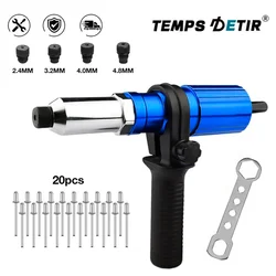 Electric Rivet Gun 2.4mm-4.8mm Portable Rivet Nut Gun Drill Adapter Home Plug-in Riveting Tool Wireless Rivet Nail Bit Tools Kit