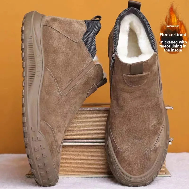 

Northeast Men's Snow Boots Fur Lined Thickened Cotton Slip-On Anti-Slip Winter Fashion Sports Shoes Youth Korean Style Short ...